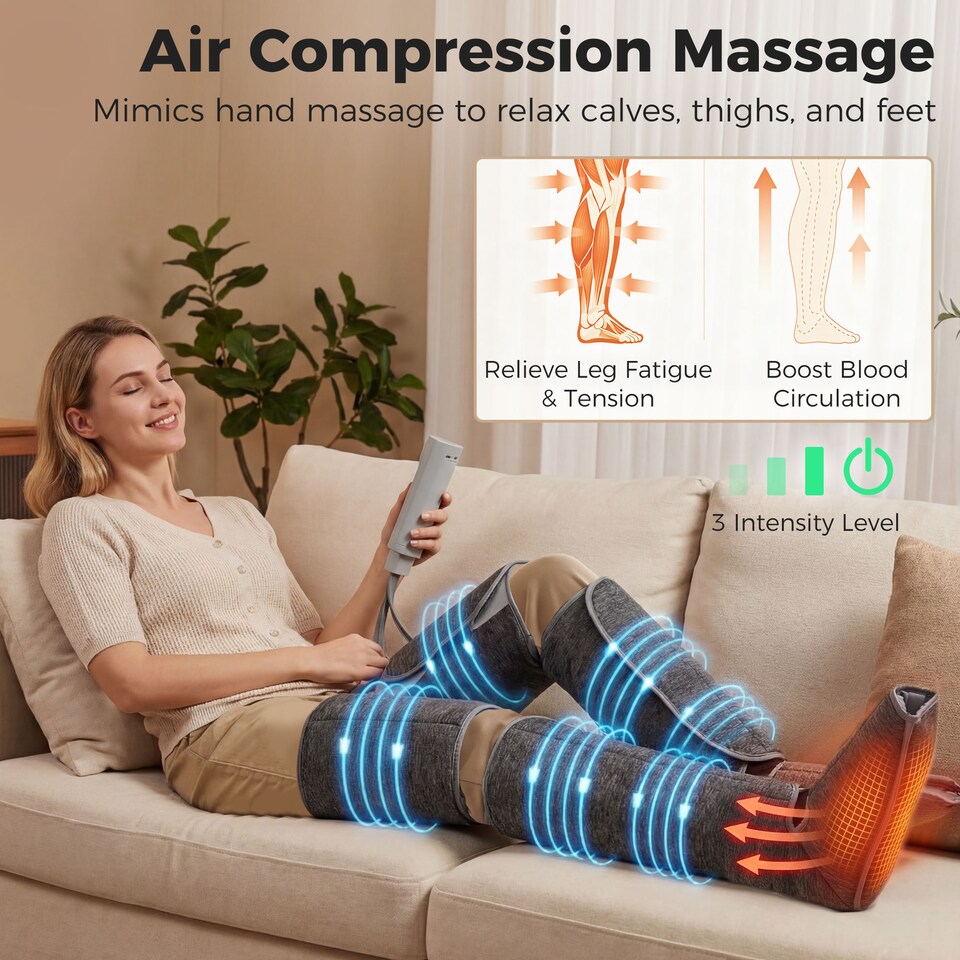 image 1 of HOMCOM Leg Massagers for Pain and Circulation, Foot Massager with Heat