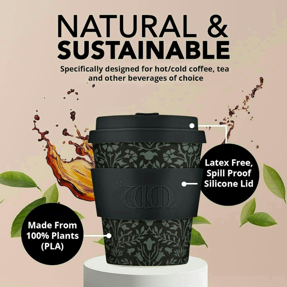 image 1 of 12oz 350ml William Morris Reusable Eco-Friendly 100% Plant Based Coffee Cup - Melamine Free, Dishwasher/Microwave Safe Travel Mug N/A | Walthamstow