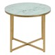 image 2 of Alisma Round Side Table with White Marble Effect Glass Top & Gold Legs