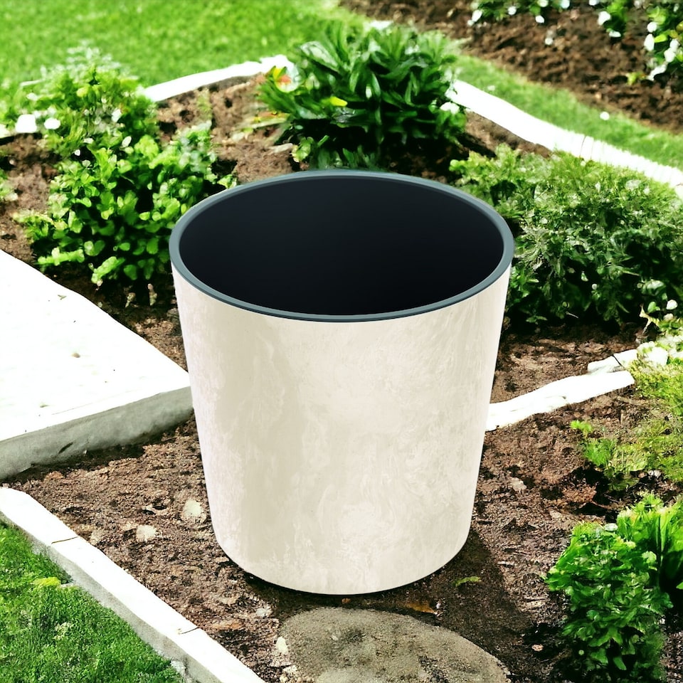 image 1 of Set of 1 Tubus Low Washed Up Look Flower Pot 250mm | Cream | 1