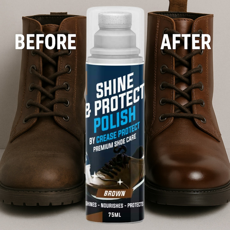 image 1 of Shine & Protect Shoe Polish - 75ml Liquid Shoe Polish - Brown