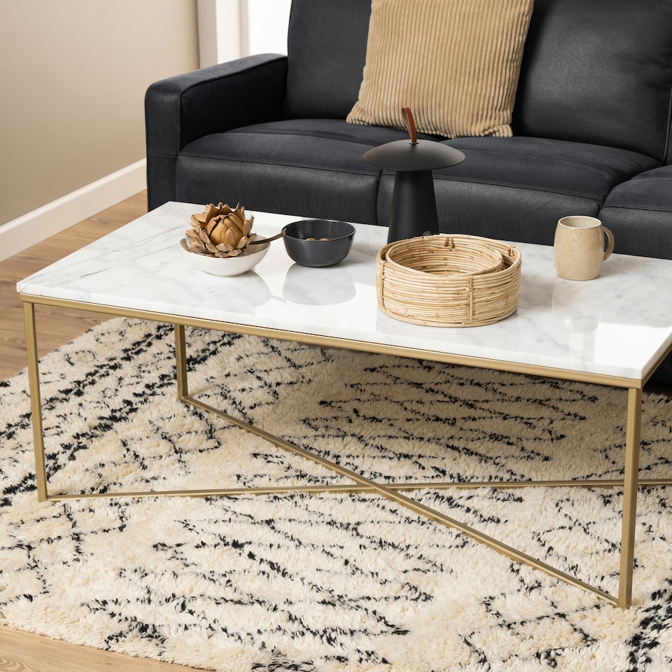 image 1 of Alisma Coffee Table with White Marble Top