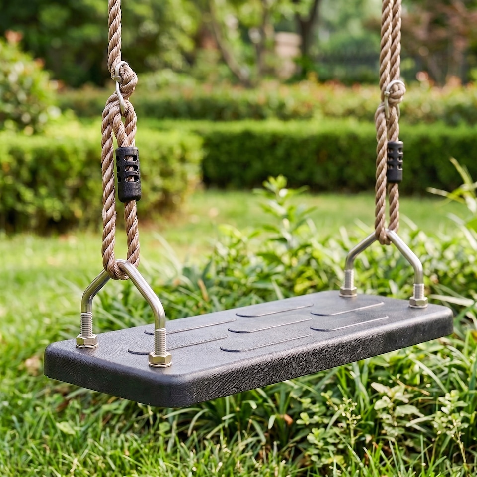 image 1 of The Magic Toy Shop Deluxe Kids Swing Seat Heavy Duty Outdoor Adjustable Garden Swing