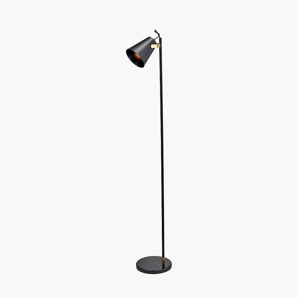 image 1 of Black and Brushed Brass Task Floor Lamp Black | Gold
