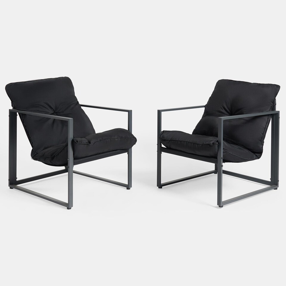 image 1 of OHS Miami 4PC Table Chair Set Outdoor Metal Frame Garden Patio Furniture | Black | One Size