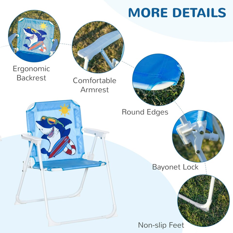 image 1 of Outsunny Kids Foldable Four-Piece Garden Set w/ Table, Chairs, Umbrella - Blue