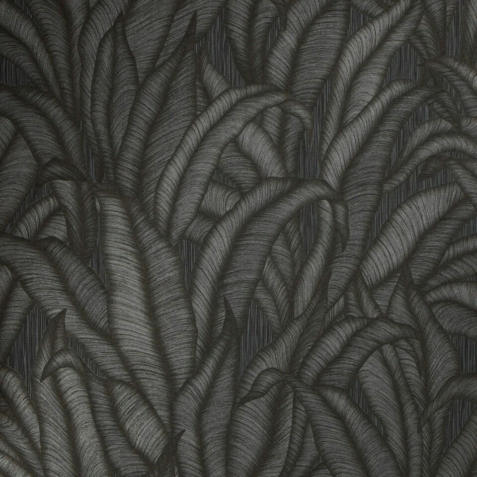 Sample of Riviera Tropical Wallpaper in Charcoal Multi