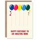 image 1 of Fun Colourful Cheerful Pink Yellow Balloons Mum Birthday Card