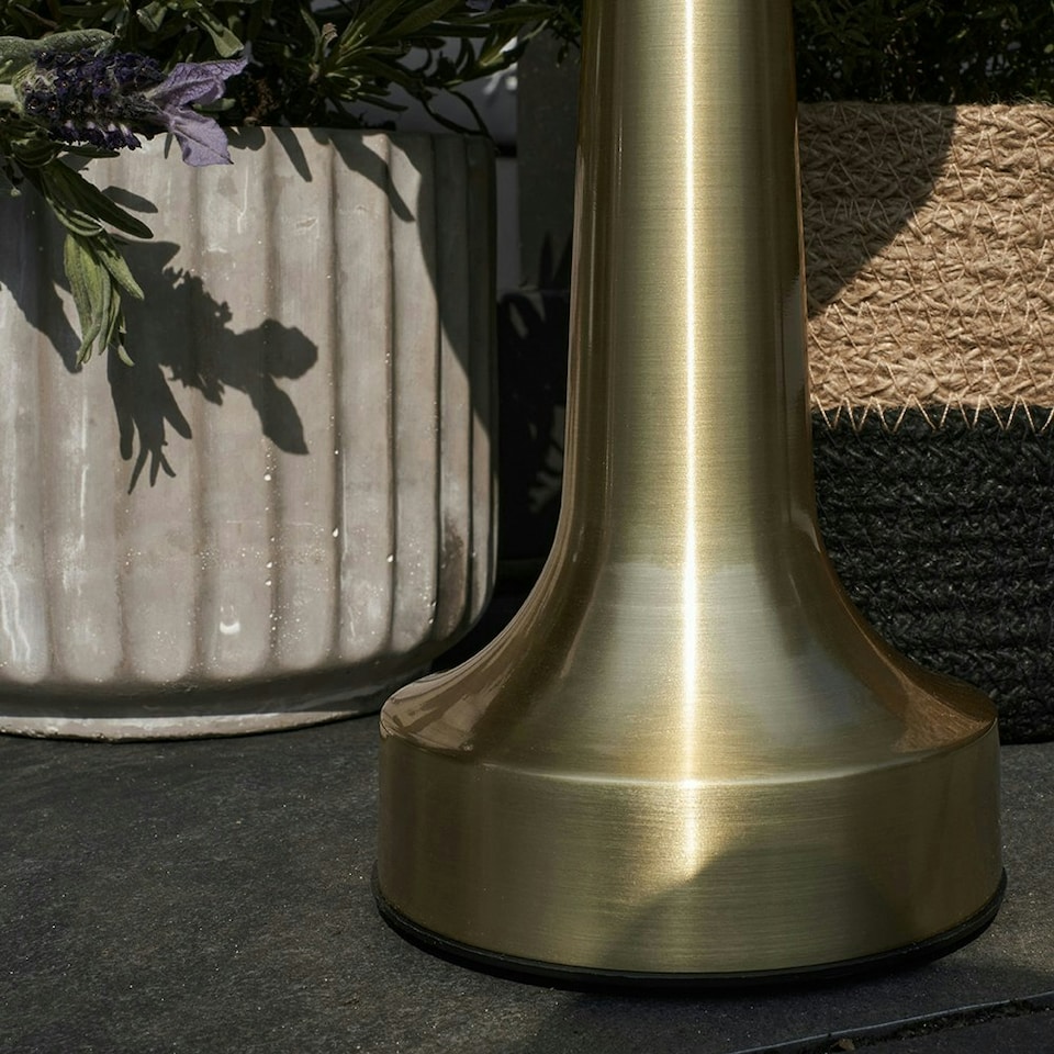 image 1 of ValueLights Set of 3 Troy Brass LED Rechargeable Touch Table Lamp