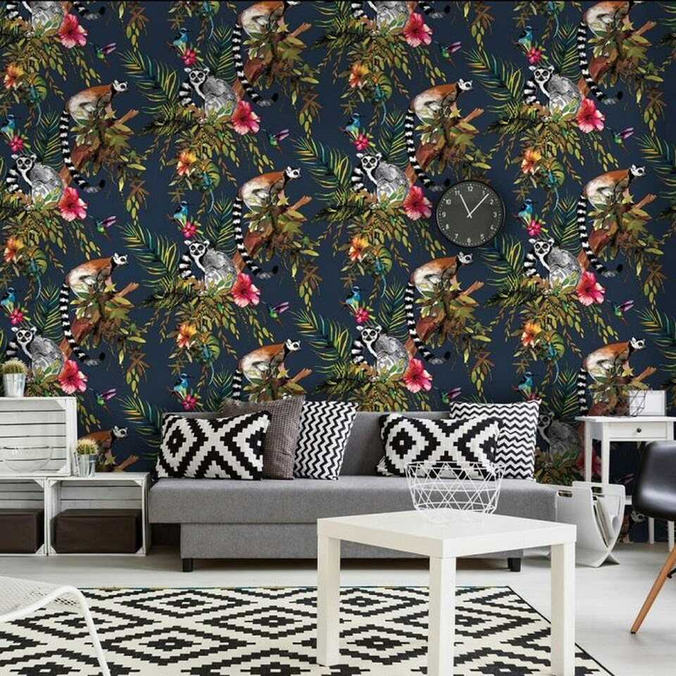 image 1 of Holden Décor Lemur Wallpaper - Blue - 32.8ft x 21in Blue