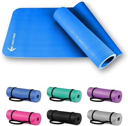 Lockie Fitness Yoga Mat 8 mm Thick, Non Slip Exercise Mat for Women and Men, TPE Foam Pilates Mat, Gym Mat for Home Workout, Yoga, Pilates, Exercise & Gymnastics, 180 x 60 cm, Blue