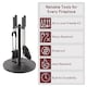 image 3 of Fire Vida 5 Piece Warwick Companion Set Fireside Fireplace Accessory, Black