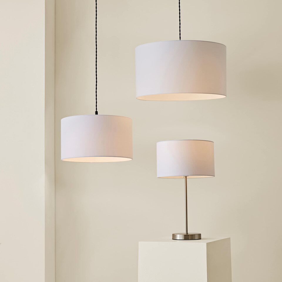 image 1 of ValueLights Reni Medium White Pendant Shade | White
