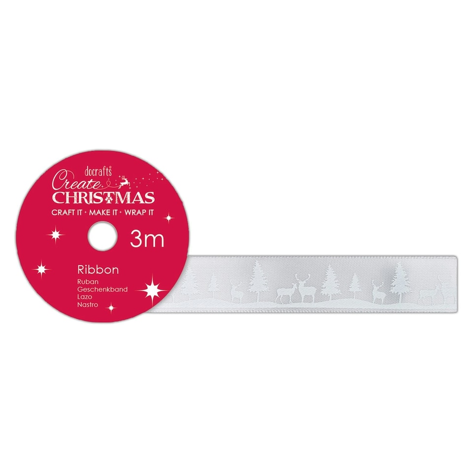 Satin Christmas Ribbon (3m) - Snow Scene - Create Christmas - PMA 367970