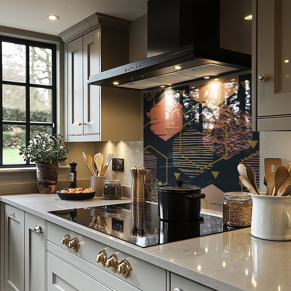 image 1 of Hexagons Splash Back | White