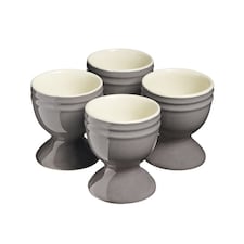 Cooks Professional 4 Piece Egg Cup Set - Dishwasher Safe Stoneware | Grey | Grey | 4