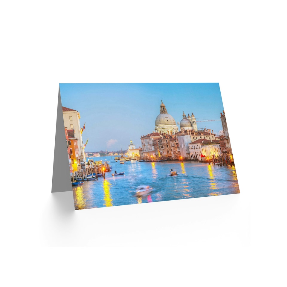 image 1 of Venice Grand Canal Waterfont Italy Travel Evening Photo Greeting Card