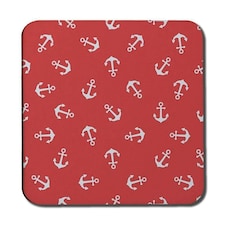 Anchors on Red Background (Coaster)