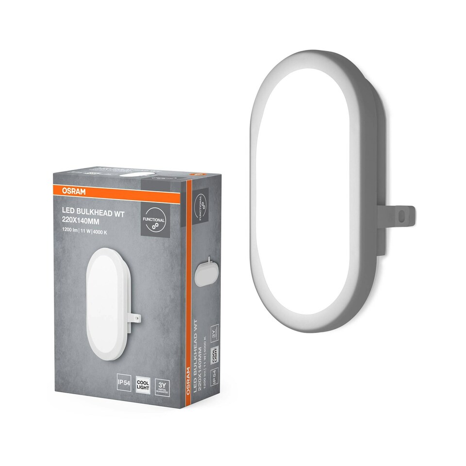 image 1 of OSRAM LED Bulkhead Wall Light 11W White IP54 White