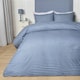 image 1 of OHS Stripe Embossed Soft Cosy Plush Plump Duvet Cover and Pillowcase Bedding Set | Blue | Navy | Double