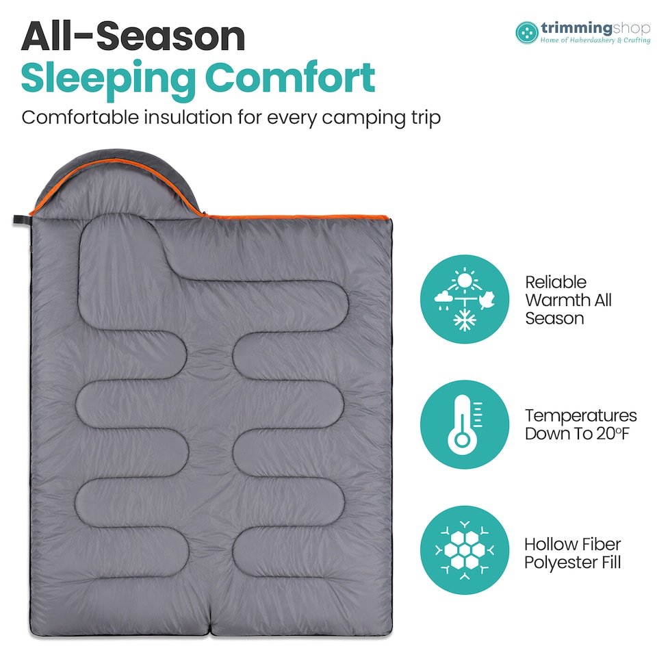 image 1 of 300GSM Sleeping Bag for Adults, Waterproof Camping Gear - 4 Season