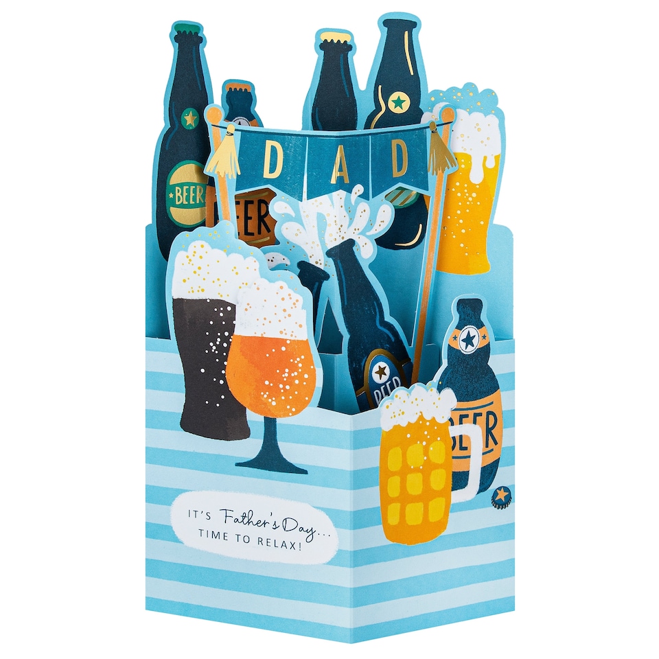 image 1 of Hallmark Father's Day Card For Dad - 3D Pop-Up Beer Design