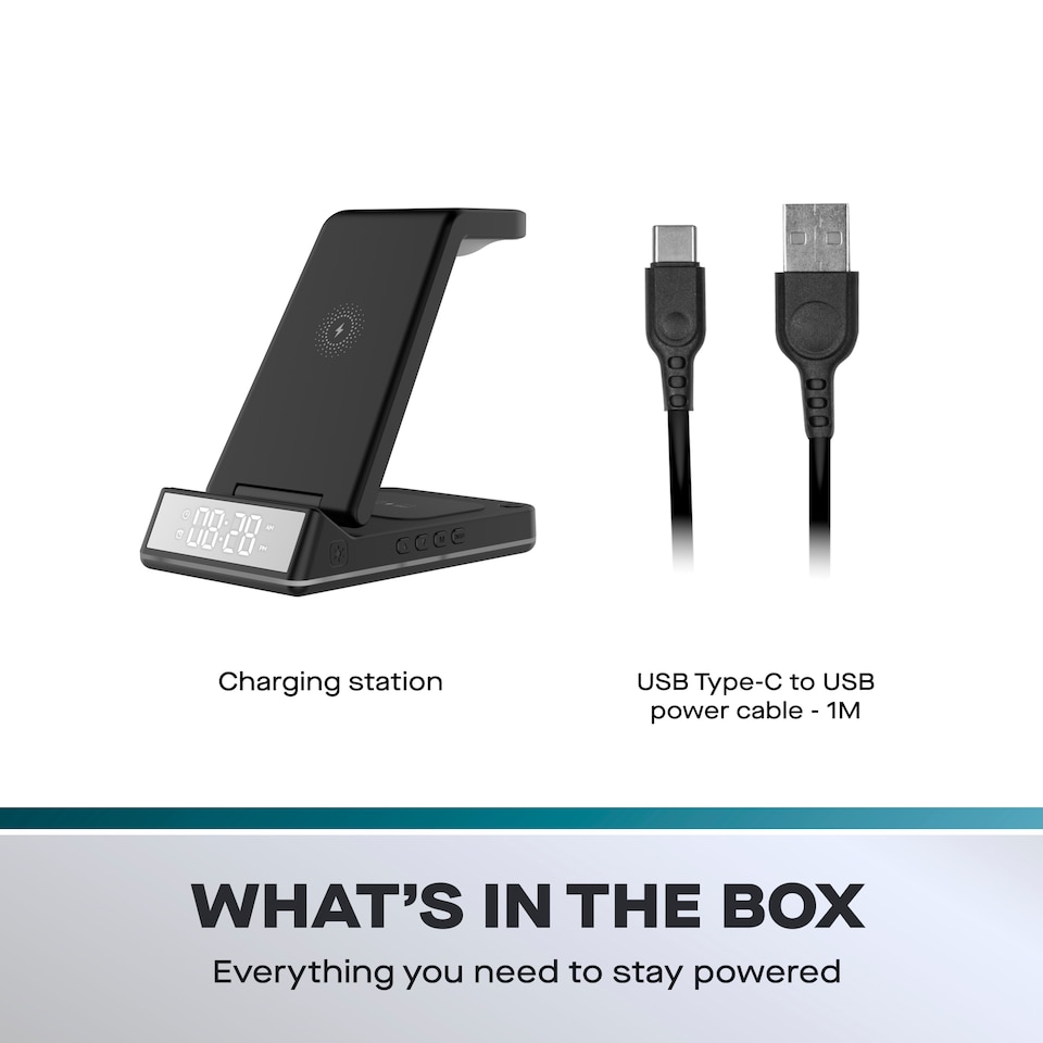 image 1 of Daewoo 5 In 1 Wireless Charger Foldable Station Black
