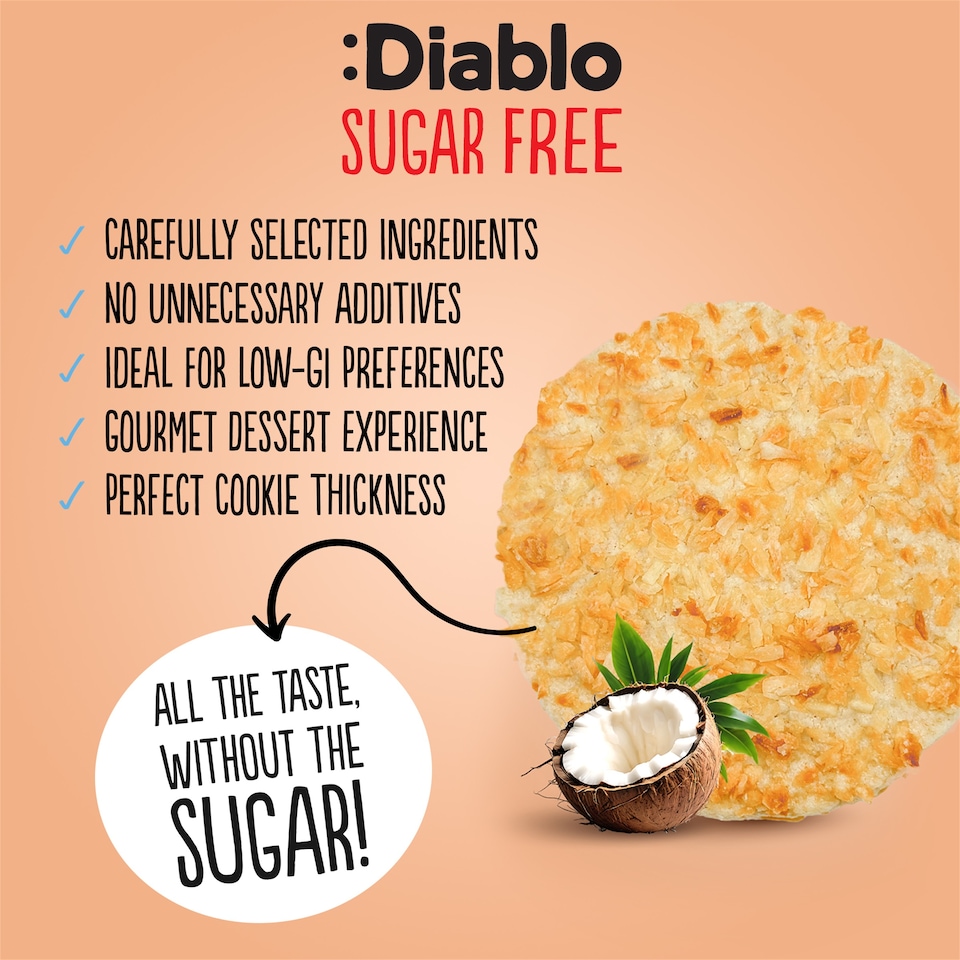 image 1 of Diablo Sugar Free Coconut Cookies 150g 3 Pack