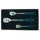 image 4 of 1/4in 3/8in 1/2in Drive Ratchets Straight Handle 90 Teeth Quick Release 3pc Set