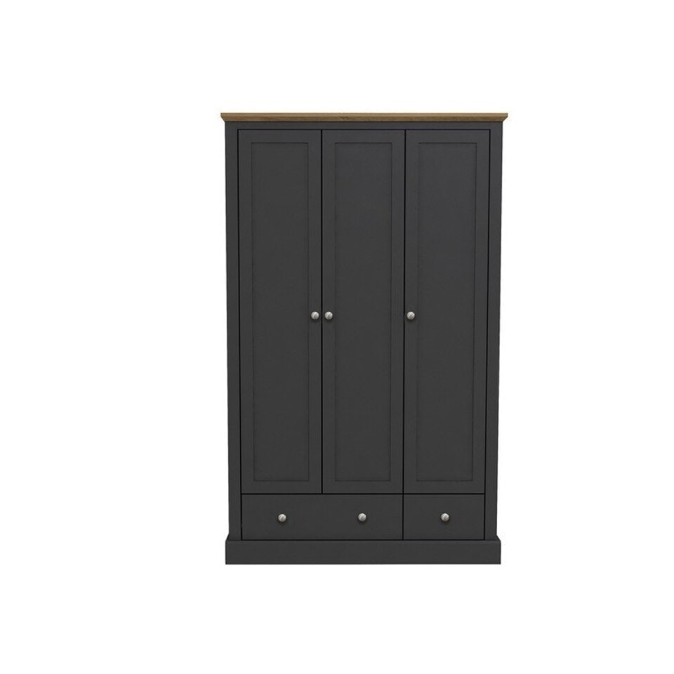 image 1 of Devon 3 Door 2 Drawer Wardrobe - Particle Board - L57.7 x W112.9 x H181.6 cm - Charcoal Black