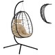 image 1 of Outsunny Garden Egg Chair Outdoor Hanging Swing Chair, Folding Basket, Grey 