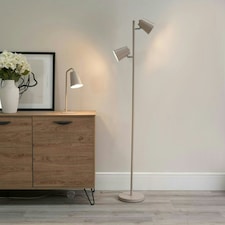 ValueLights Bibi Natural Stone 2 Way Adjustable Multi-Directional Metal Floor Lamp with LED Bulbs