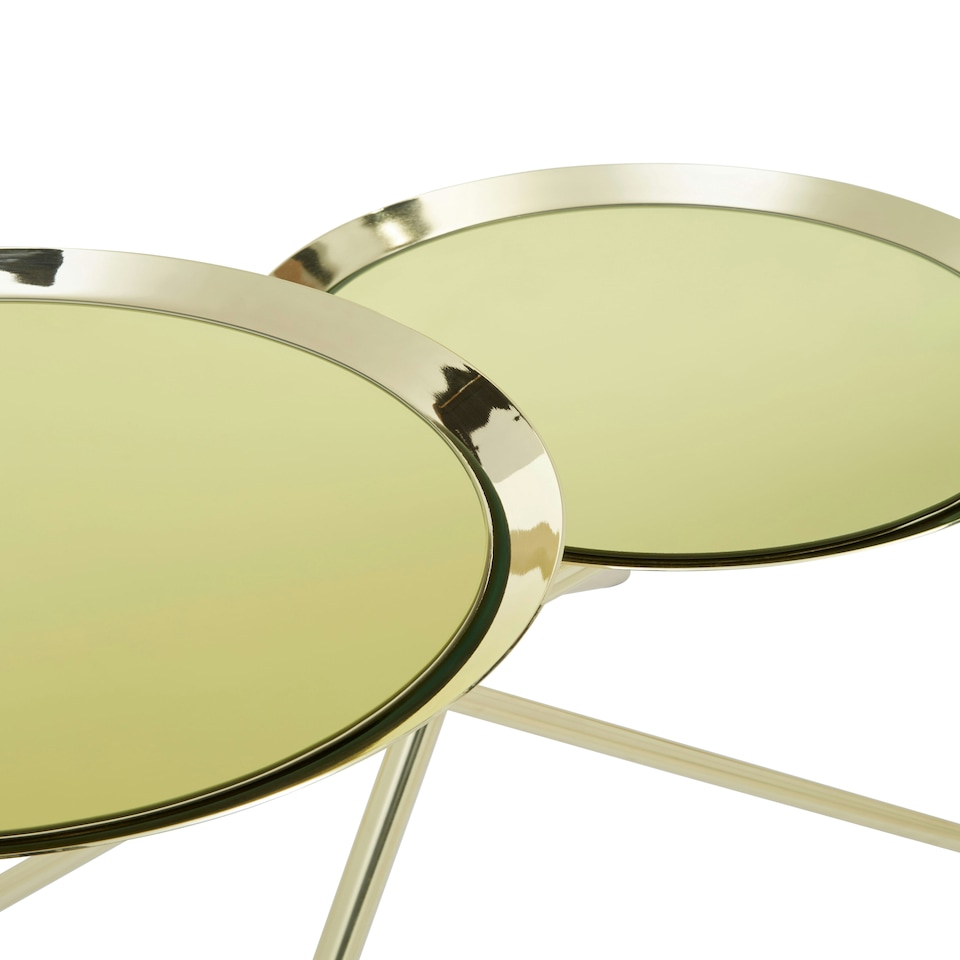 image 1 of Interiors by Premier Modern Side Table with Reflective Tops, Contemporary Side Table with Multiple Table Tops, Luxury Side Table Gold