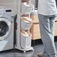image 2 of Living and Home 4-Tier Laundry Basket with Wheels