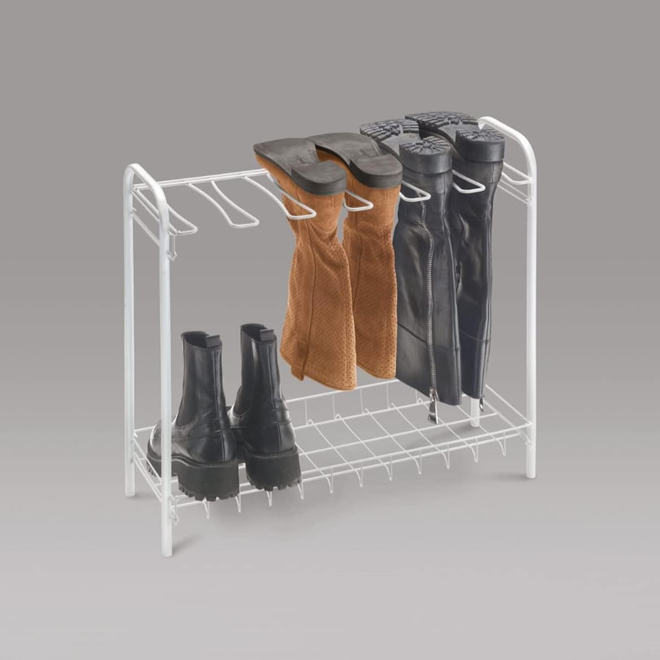 image 1 of Metaltex 2-Tier Boot Holder Rack - White