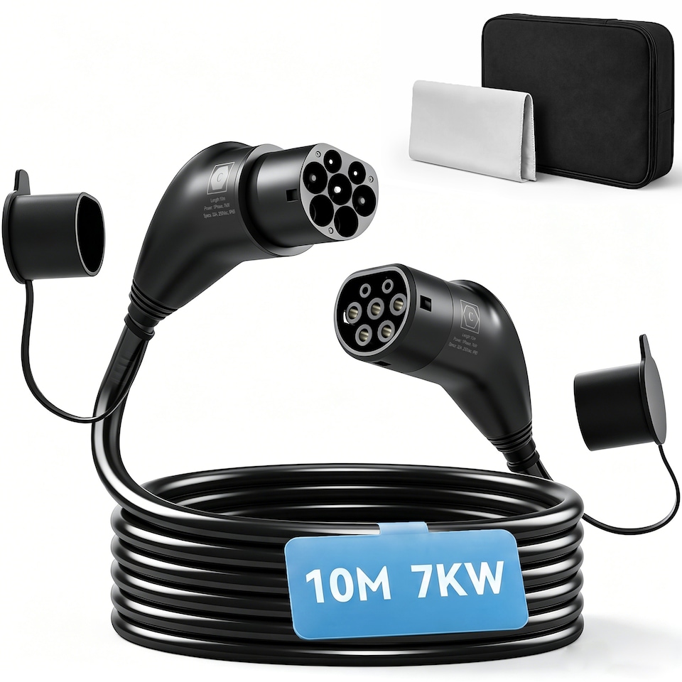 image 1 of HOMCOM Type 2 EV Charging Cable, 7kW, 32A, Mode 3, 1-Phase, 10m