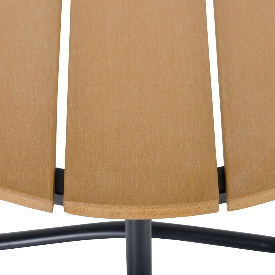 image 1 of Outsunny Round Outdoor Side Table Adjustable Leg Pads Natural Wood & Black | Brown | Natural wood and black | 49 x 49 x 48 cm