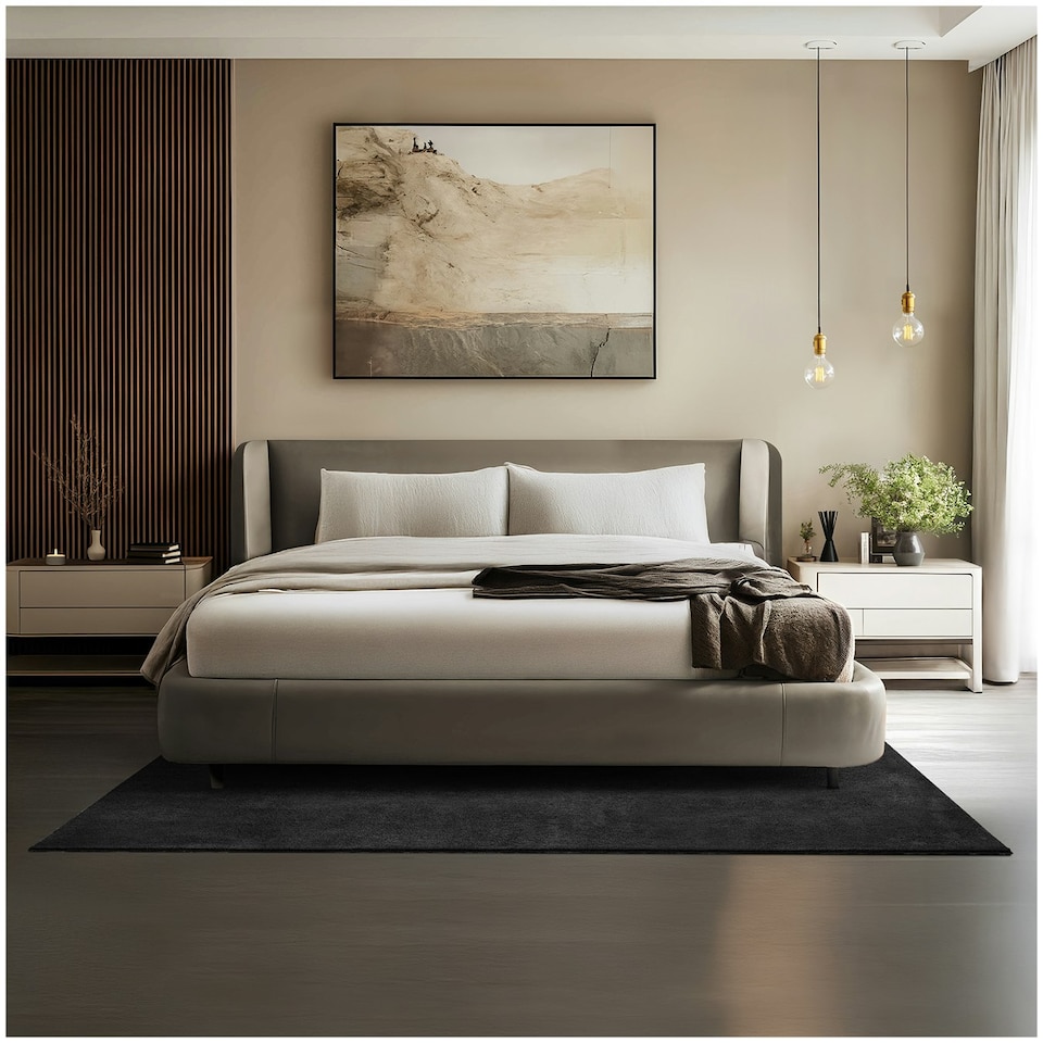image 1 of Rug Zonelle - short pile and ultra-soft, rectangular or round Black | 140 x 200 cm