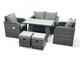 image 2 of Fimous Outdoor Garden Furniture Set Rattan Sofa Dining Table Set with Reclining Chair 2 Small Footstool Dark Grey Mixed