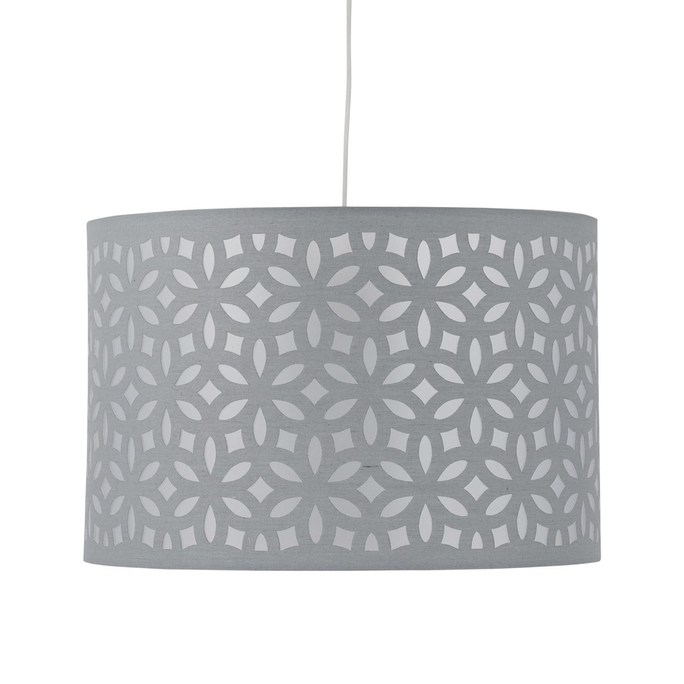 image 1 of Set of 2 Grey Laser Cut 25cm Pendant Lightshades | Grey | Medium | 2