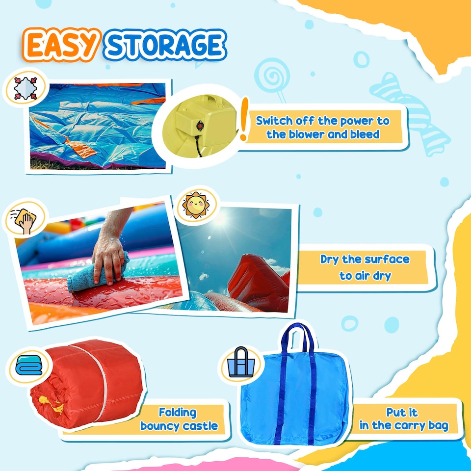 image 1 of Outsunny 4-in-1 Kids Bouncy Castle w/ Slide, Trampoline, Climbing Wall