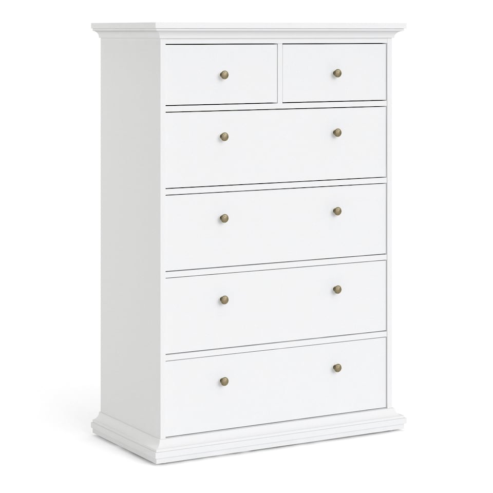 image 1 of Paris Chest of 6 Drawers in White