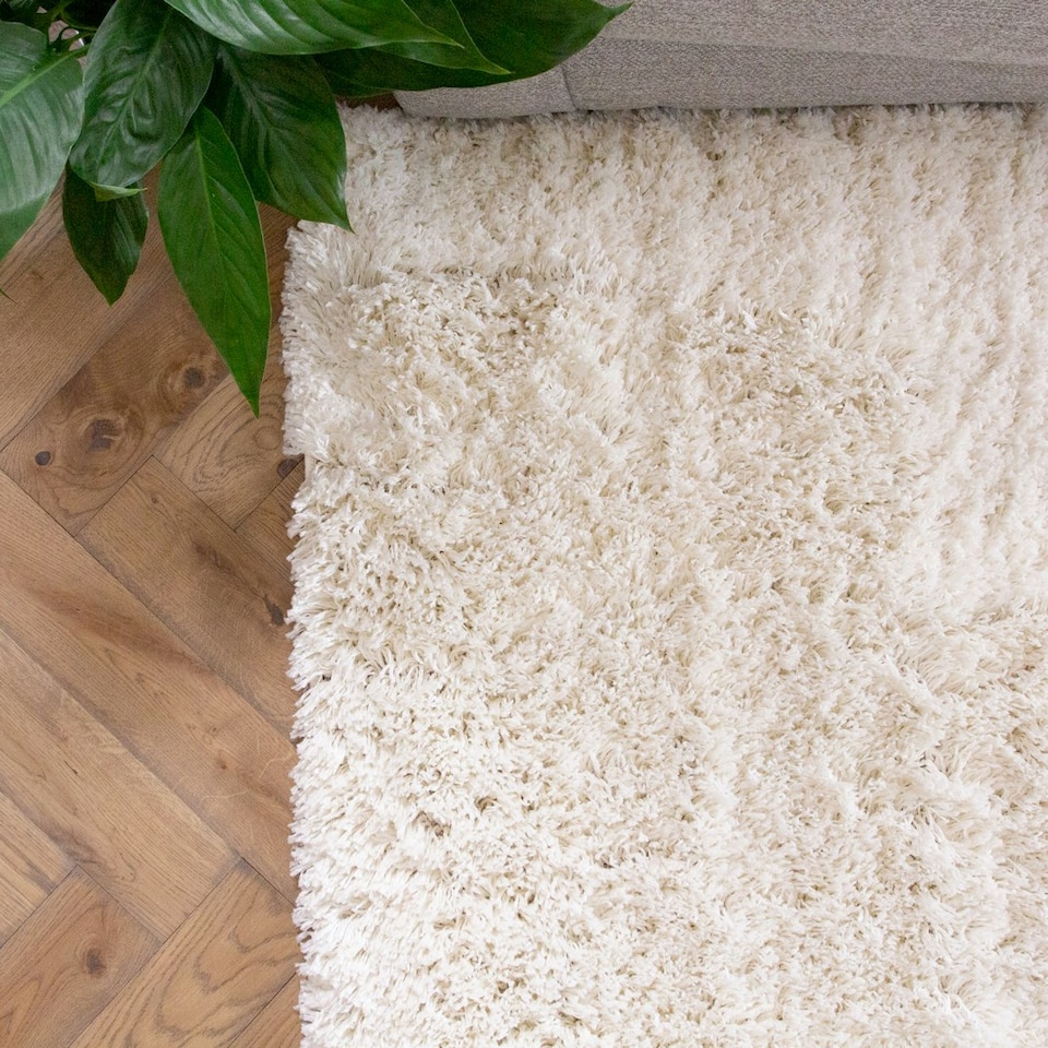 image 1 of KUKOON Cream Beige Deep Pile Shaggy Hallway Runner Rug 60cm x 240cm