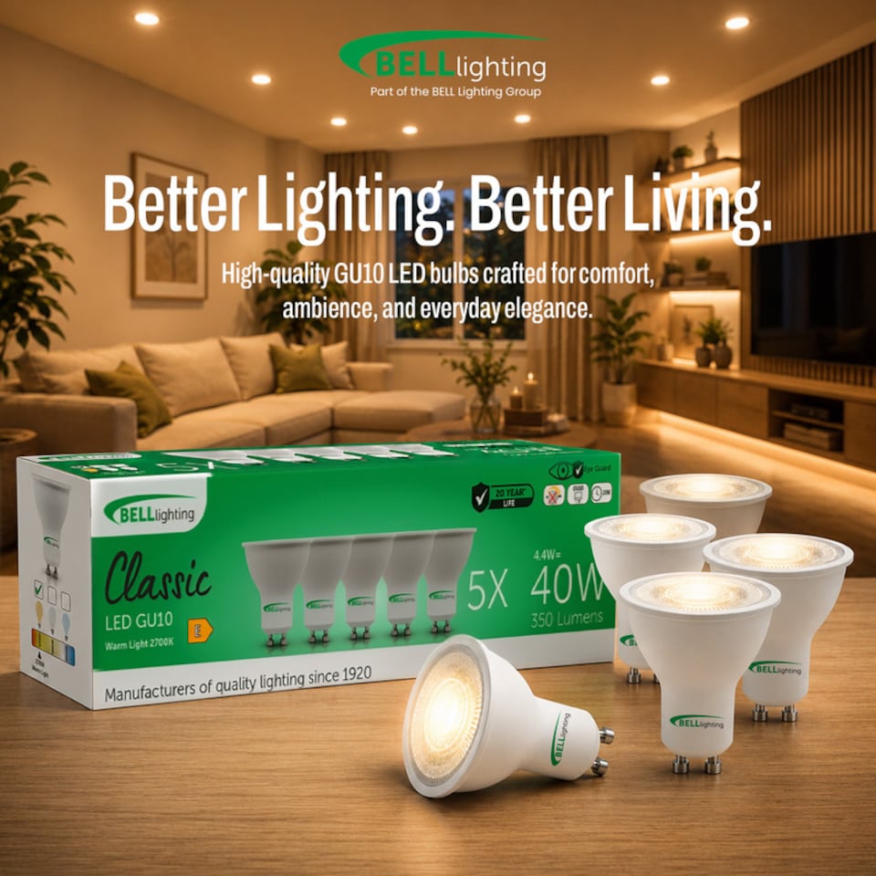 image 1 of BELL Lighting GU10 LED Spotlight 4.4W Warm White 2700K Energy Saving Light Bulbs