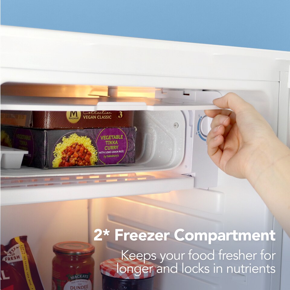 image 1 of Igenix IG3920 Freestanding Under Counter Fridge and Chill Compartment, 2 Glass Shelves and Salad Drawer, One Bottle Shelf and Egg Rack, 48 cm Wide, White