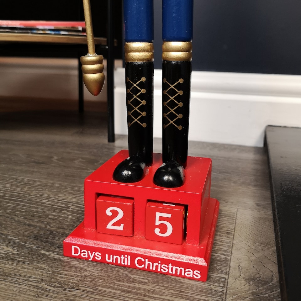 image 1 of 50cm Red Countdown Wooden Christmas Nutcracker Decoration