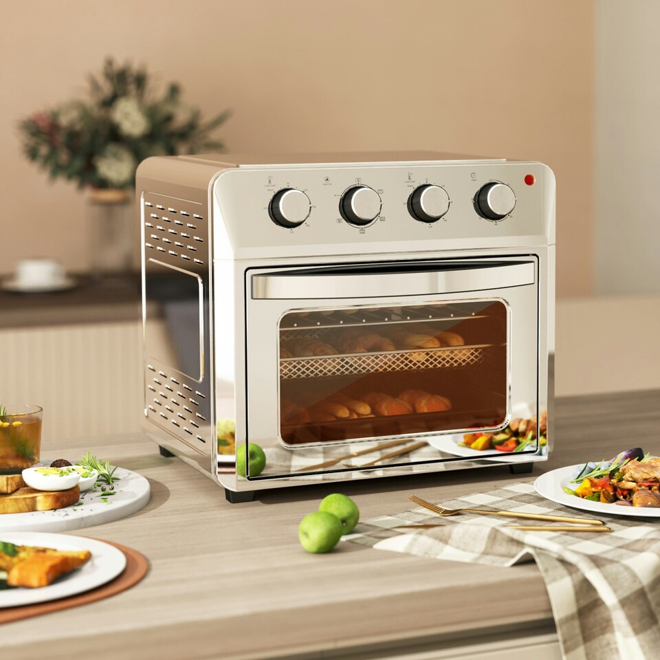 image 1 of HOMCOM 24L Air Fryer Oven, Small Electric Oven, Grill, Roast, Bake, 1600W