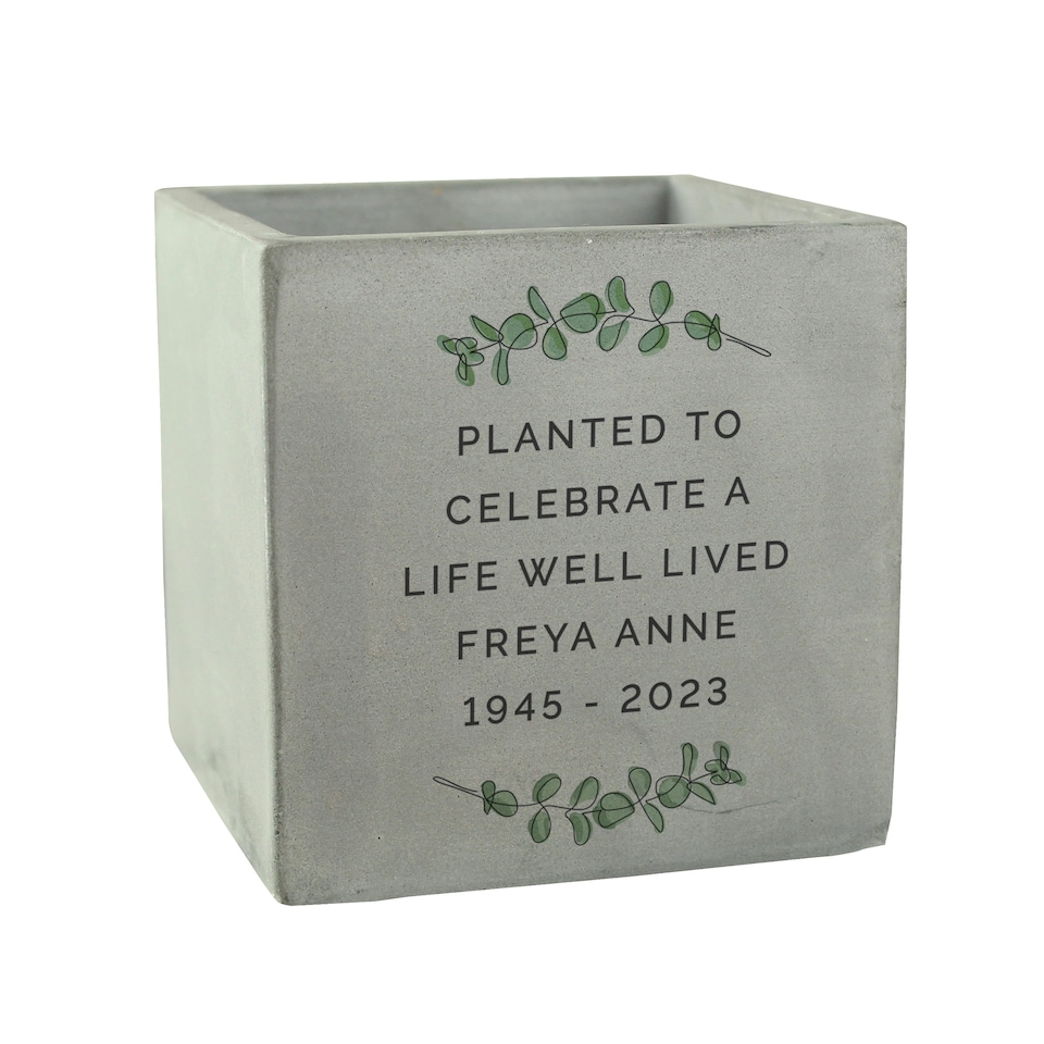 image 1 of Personalised Botanical Concrete Plant Pot Grey