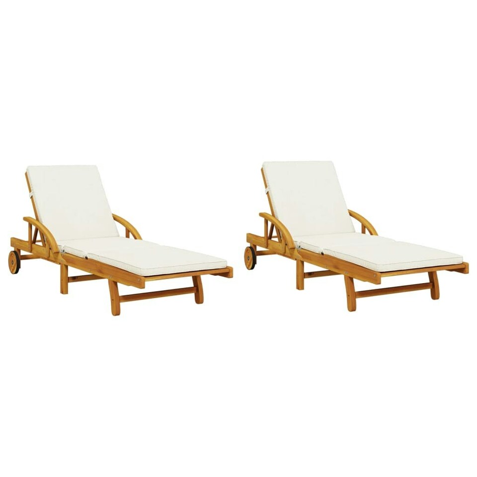 Sun Loungers 2 pcs with Cushions 200x68x83 cm Solid Wood Acacia Tesco