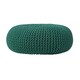 image 1 of Homescapes Forest Green Large Round Cotton Knitted Pouffe Footstool